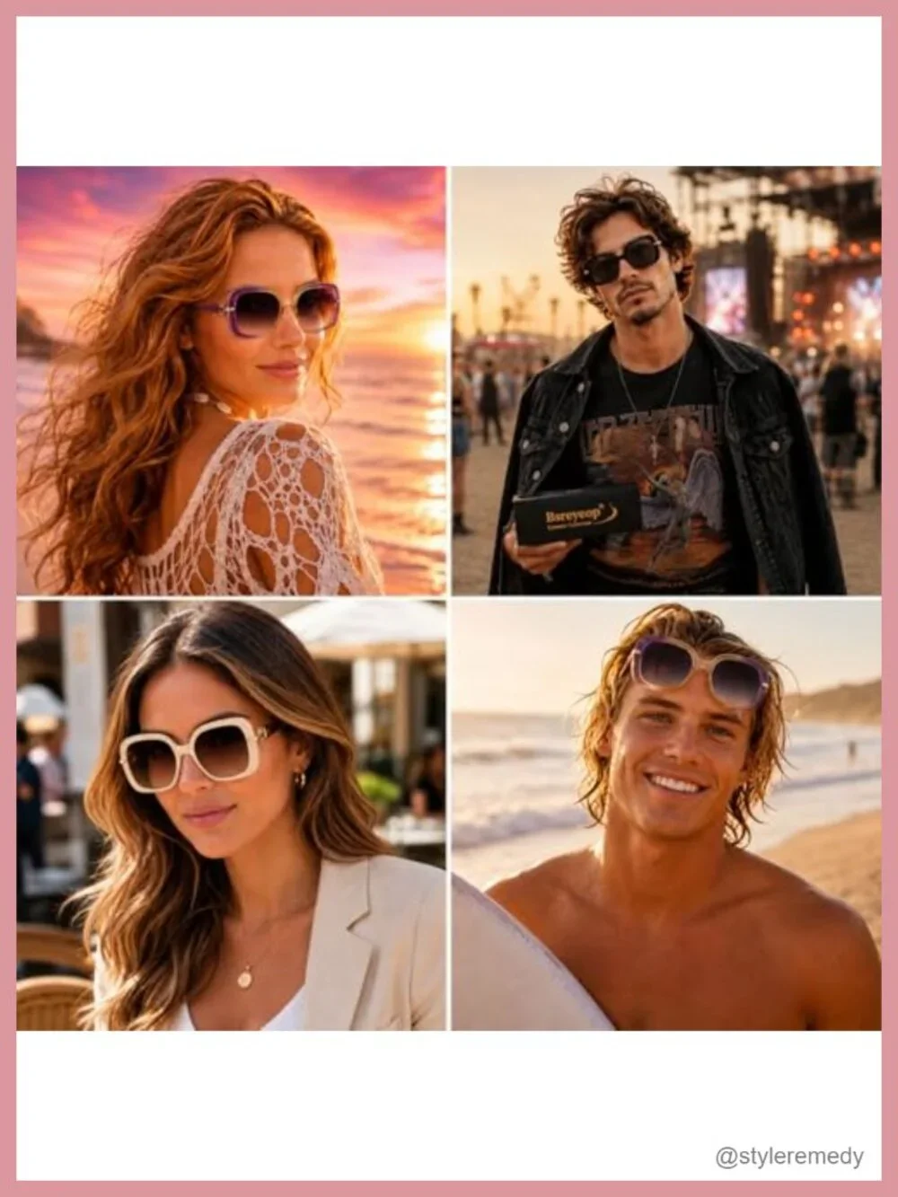 Oversized Square Sunglasses UV400 Plastic+Metal Frame